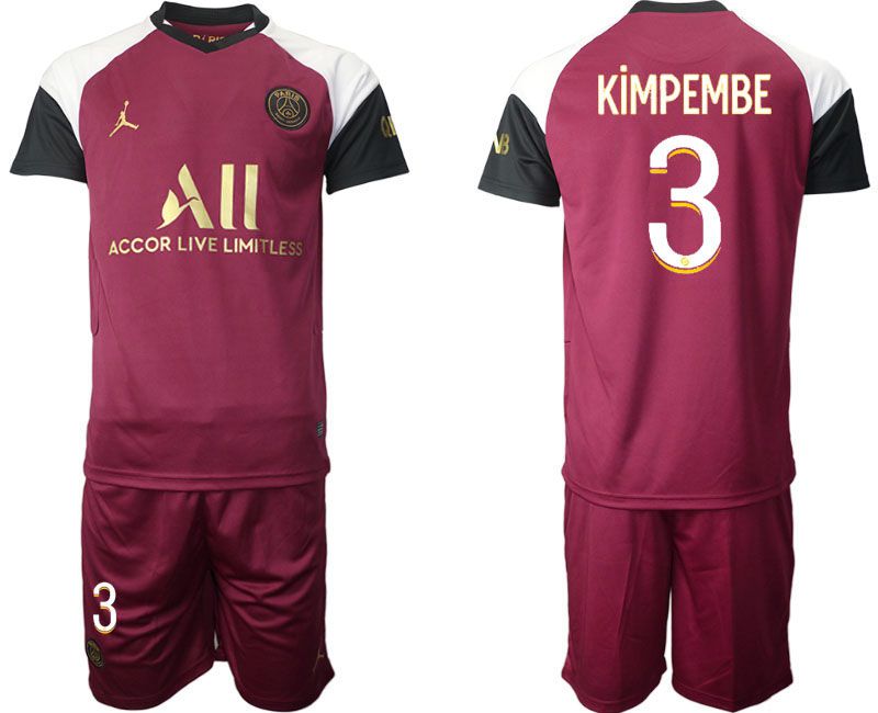 Men 2020-2021 club Paris St German away #3 red Soccer Jerseys